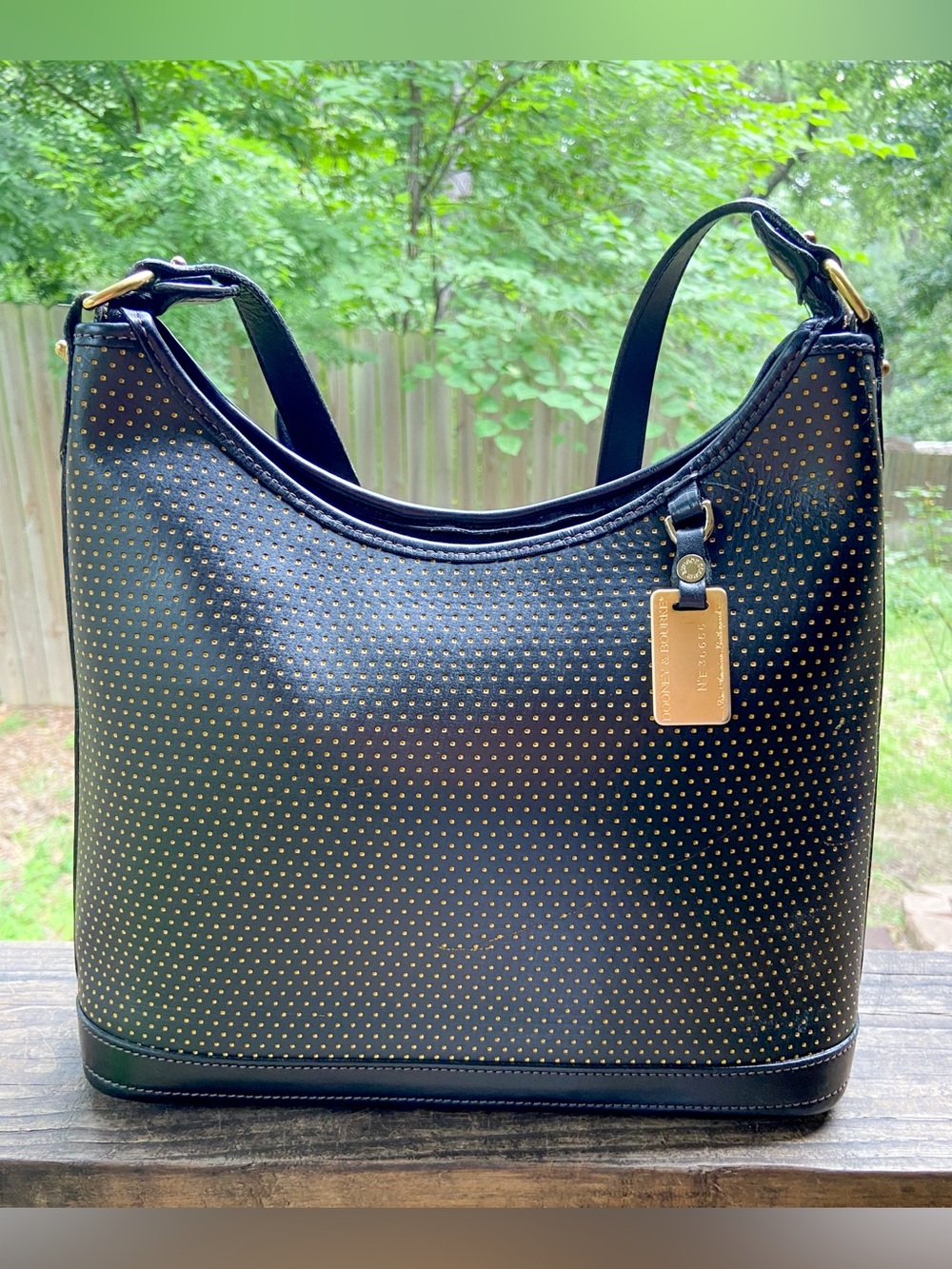 Vintage Dooney & Bourke Cabrio Perforated Leather Hobo Bag Black -Late 1990s Y2K